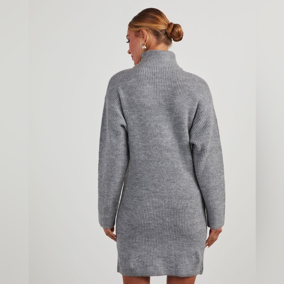 Vici - Uptown Girl Mock Neck Sweater Dress - Grey - XL - Picture 3 of 9